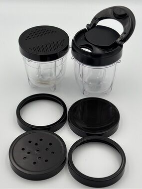 Magic Bullet 8oz Replacement Cups (2) w/ 8 Lids Blender Accessories Lot